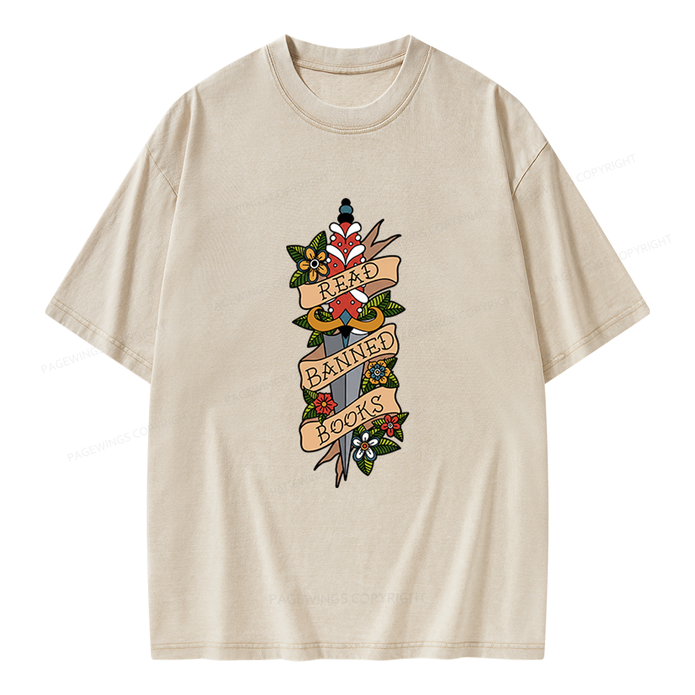 Pagewings Banned Books Unisex Washed T-shirt