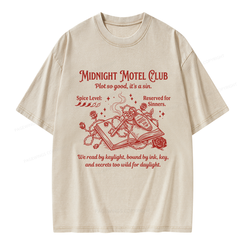 Pagewings Midnight Motel Club Unisex Washed T-shirt