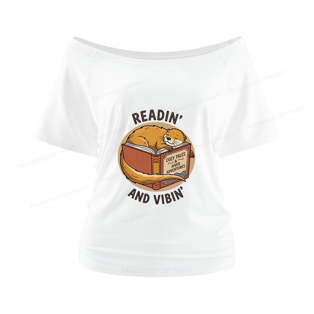 Pagewings Readin' And Vibin' Women Off Shoulder T-shirts