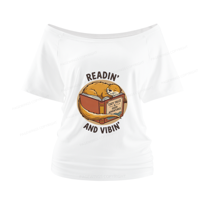 Pagewings Readin' And Vibin' Women Off Shoulder T-shirts