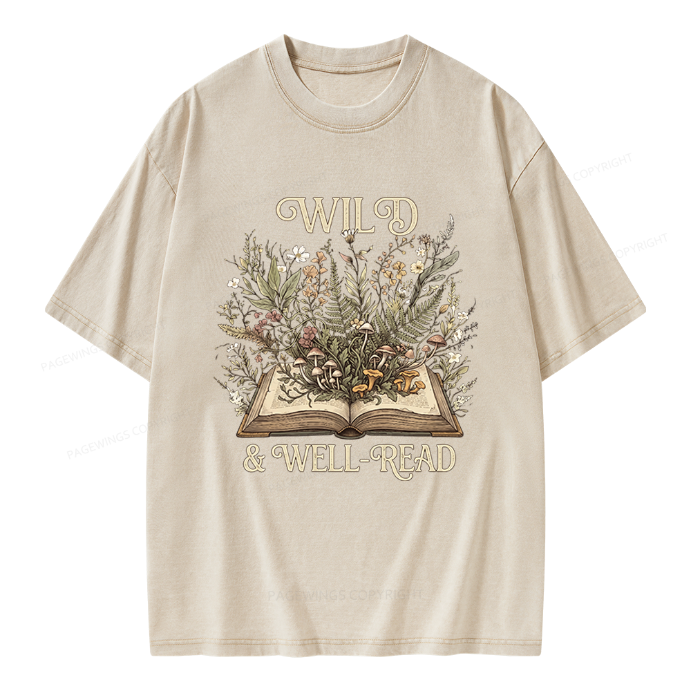 Pagewings Wild And Well-Read Unisex Washed T-shirt