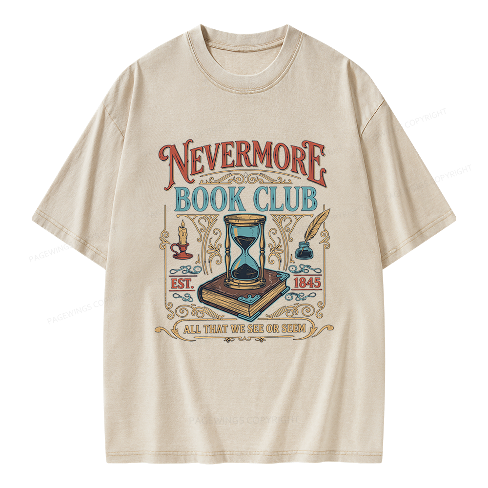 Pagewings Nevermore Book Club Unisex Washed T-shirt