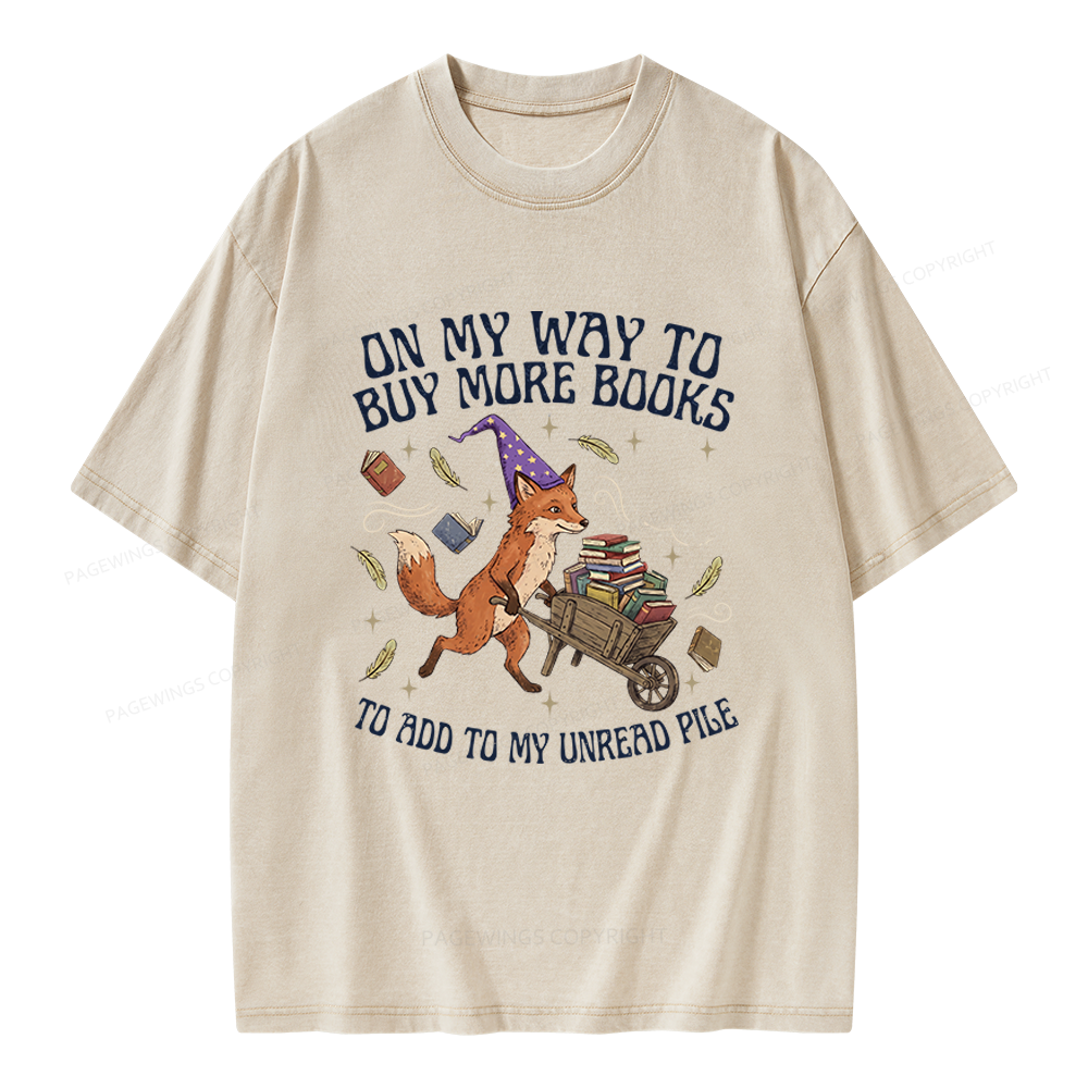 Pagewings On My Way To Buy More Books Unisex Washed T-shirt