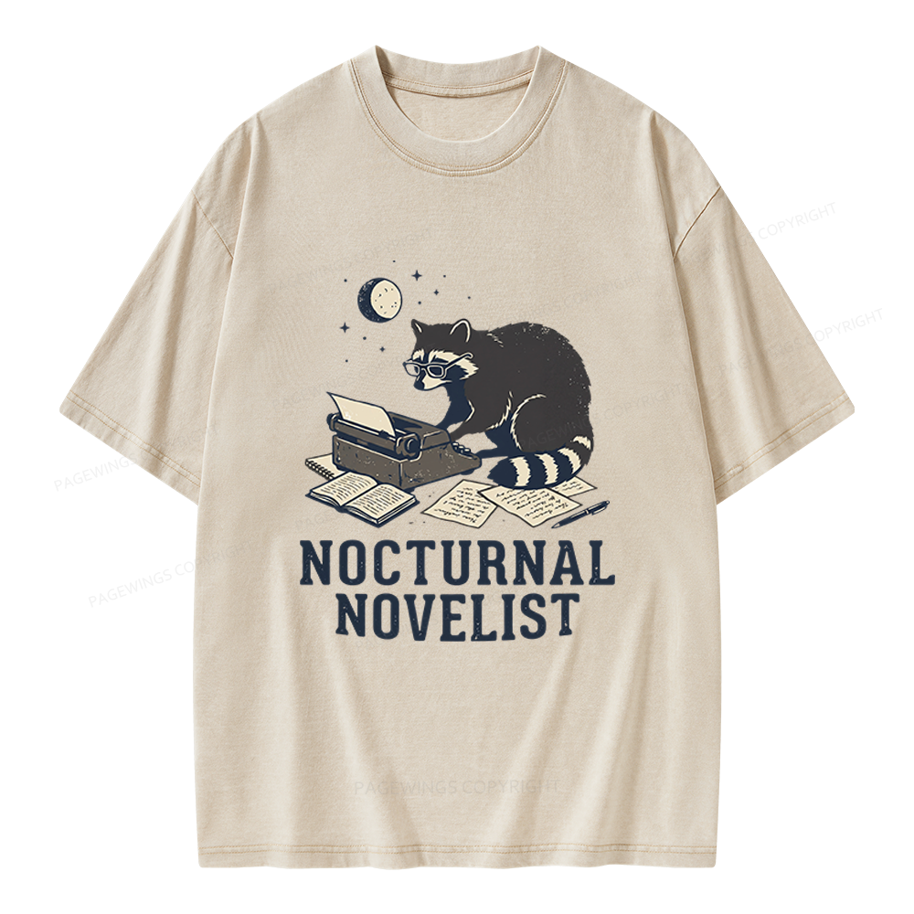 Pagewings Nocturnal Novelist Unisex Washed T-shirt
