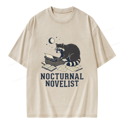 Pagewings Nocturnal Novelist Unisex Washed T-shirt