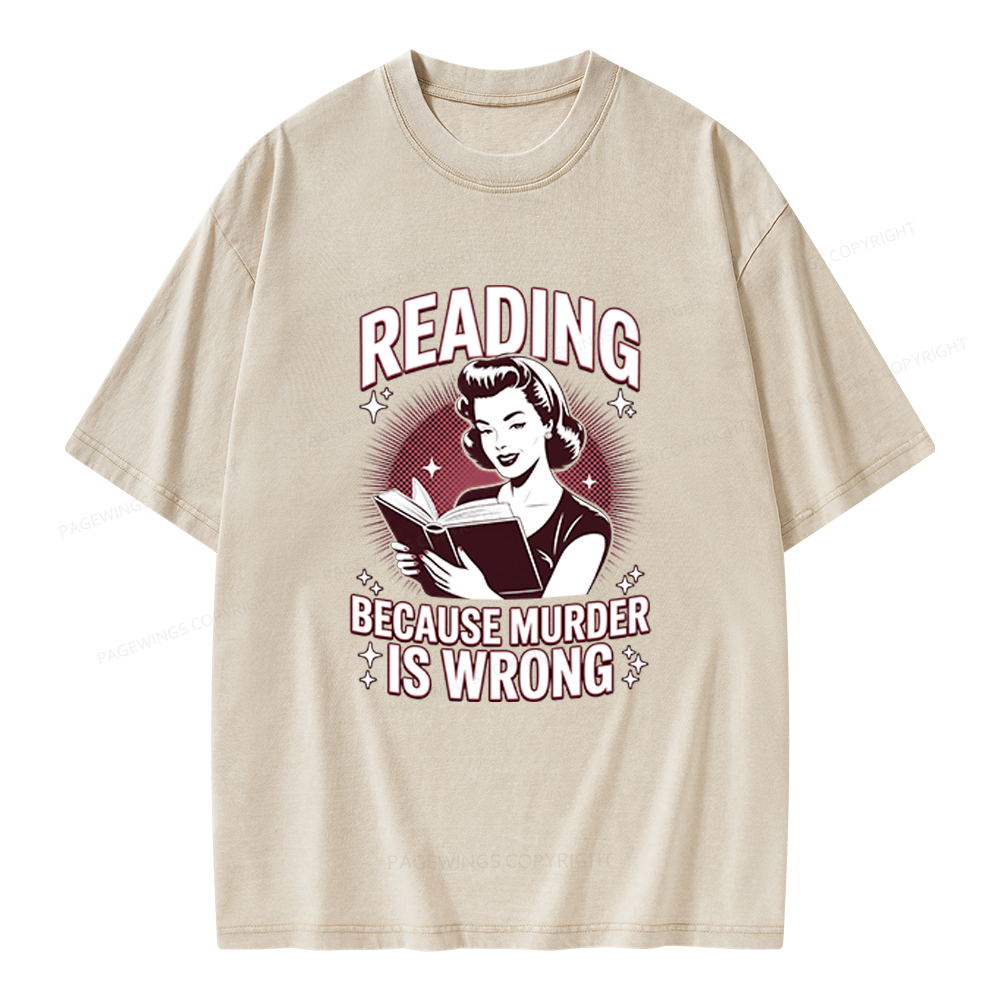 Pagewings Funny Book Lover Unisex Washed T-shirt