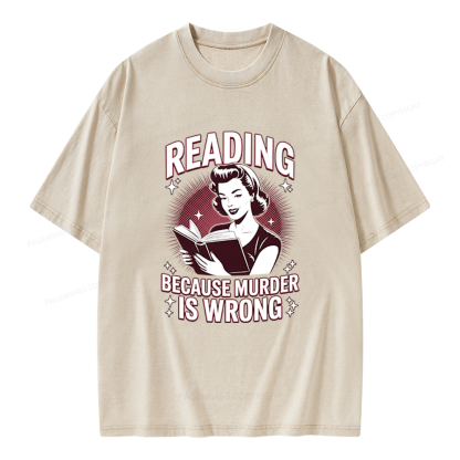 Pagewings Funny Book Lover Unisex Washed T-shirt