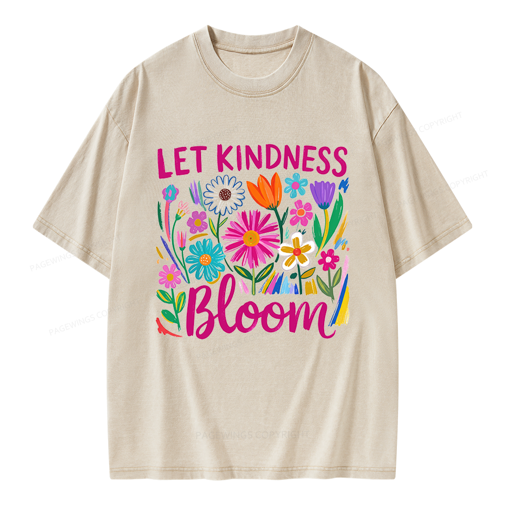 Pagewings Let Kindness Bloom Unisex Washed T-shirt