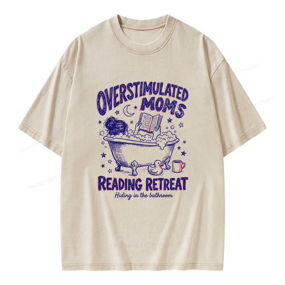 Pagewings Overstimulated Moms Reading Retreat Unisex Washed T-shirt