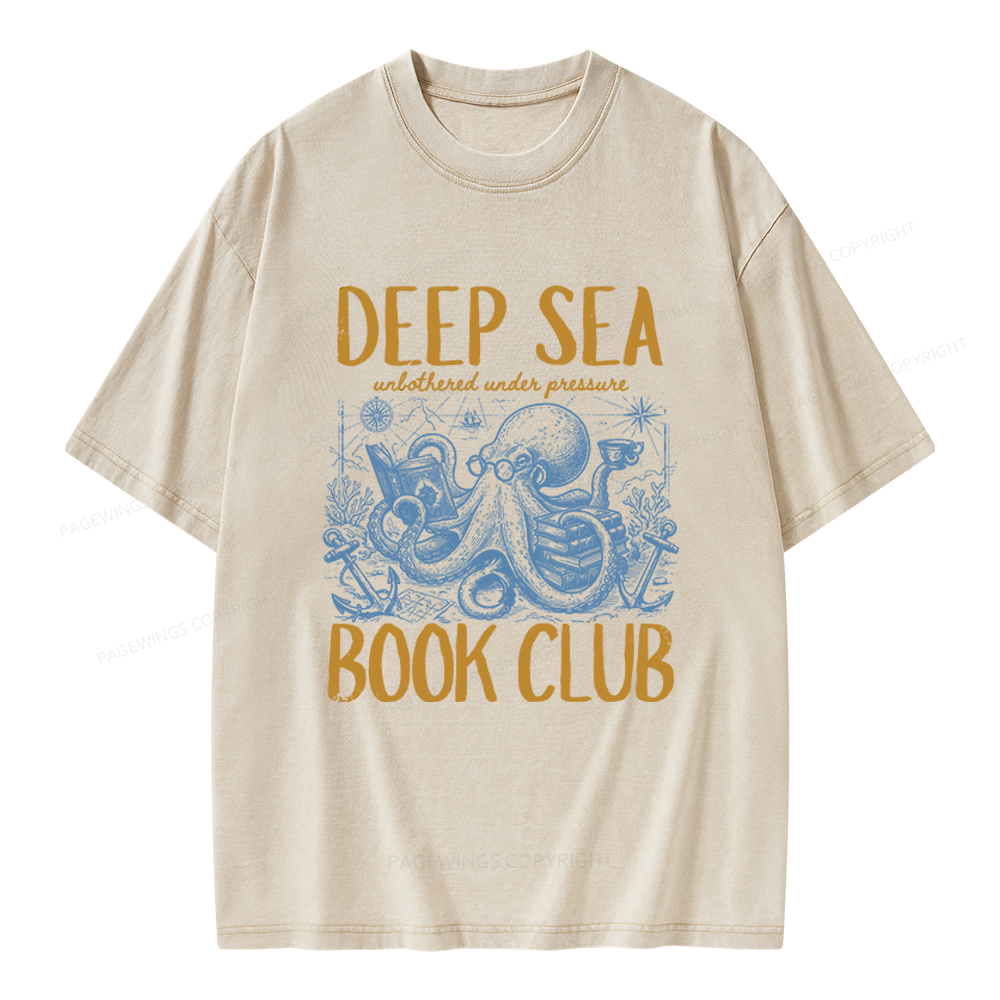 Pagewings Deep Sea Book Club Unisex Washed T-shirt