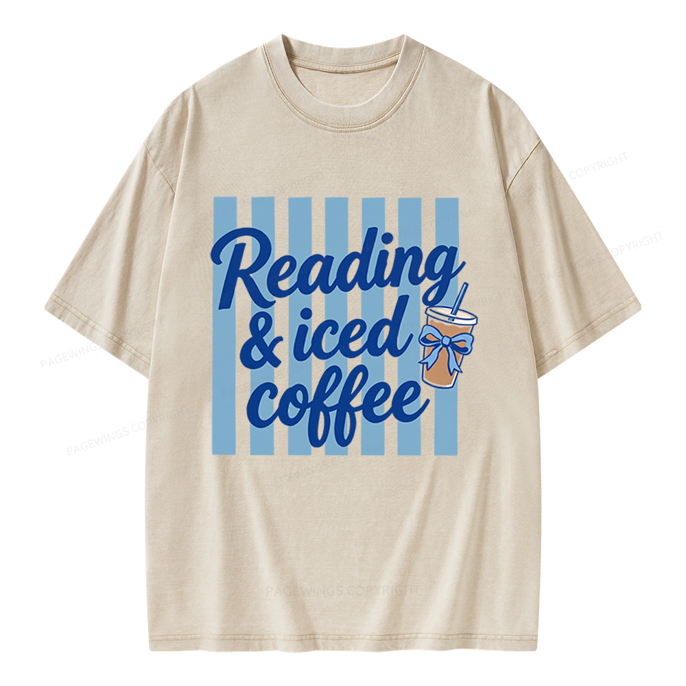 Pagewings Reading And Iced Coffee Unisex Washed T-shirt
