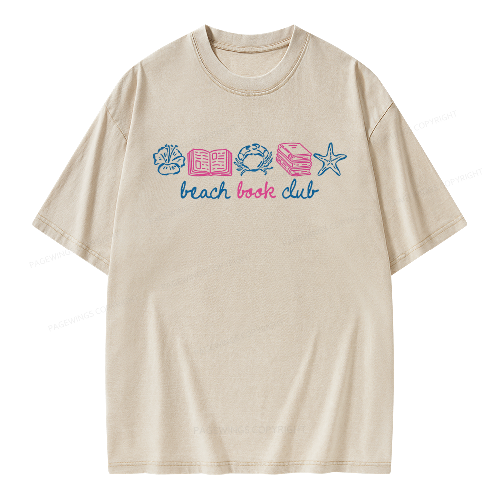 Pagewings Beach Book Club Unisex Washed T-shirt