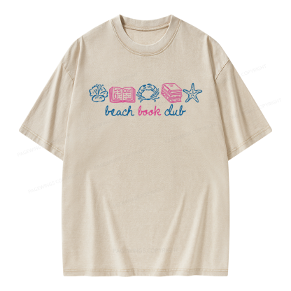 Pagewings Beach Book Club Unisex Washed T-shirt