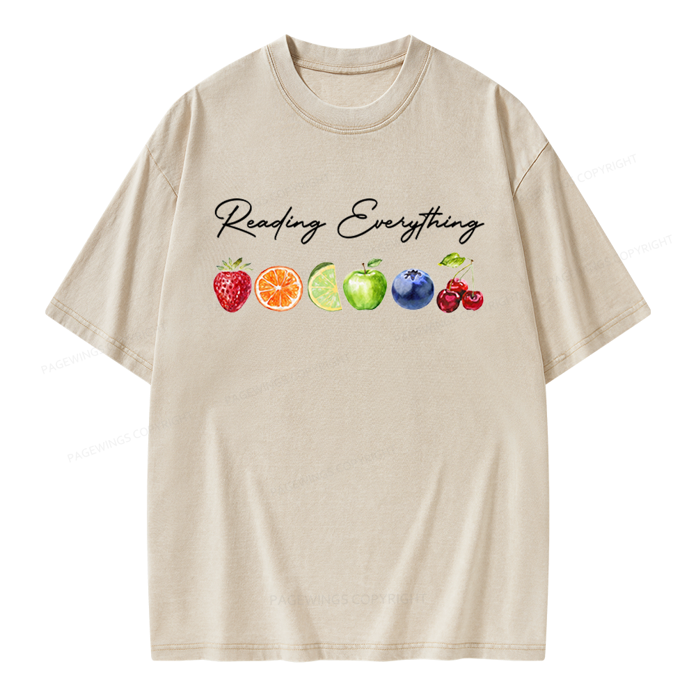 Pagewings Reading Everything Unisex Washed T-shirt