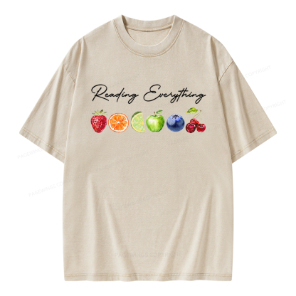 Pagewings Reading Everything Unisex Washed T-shirt