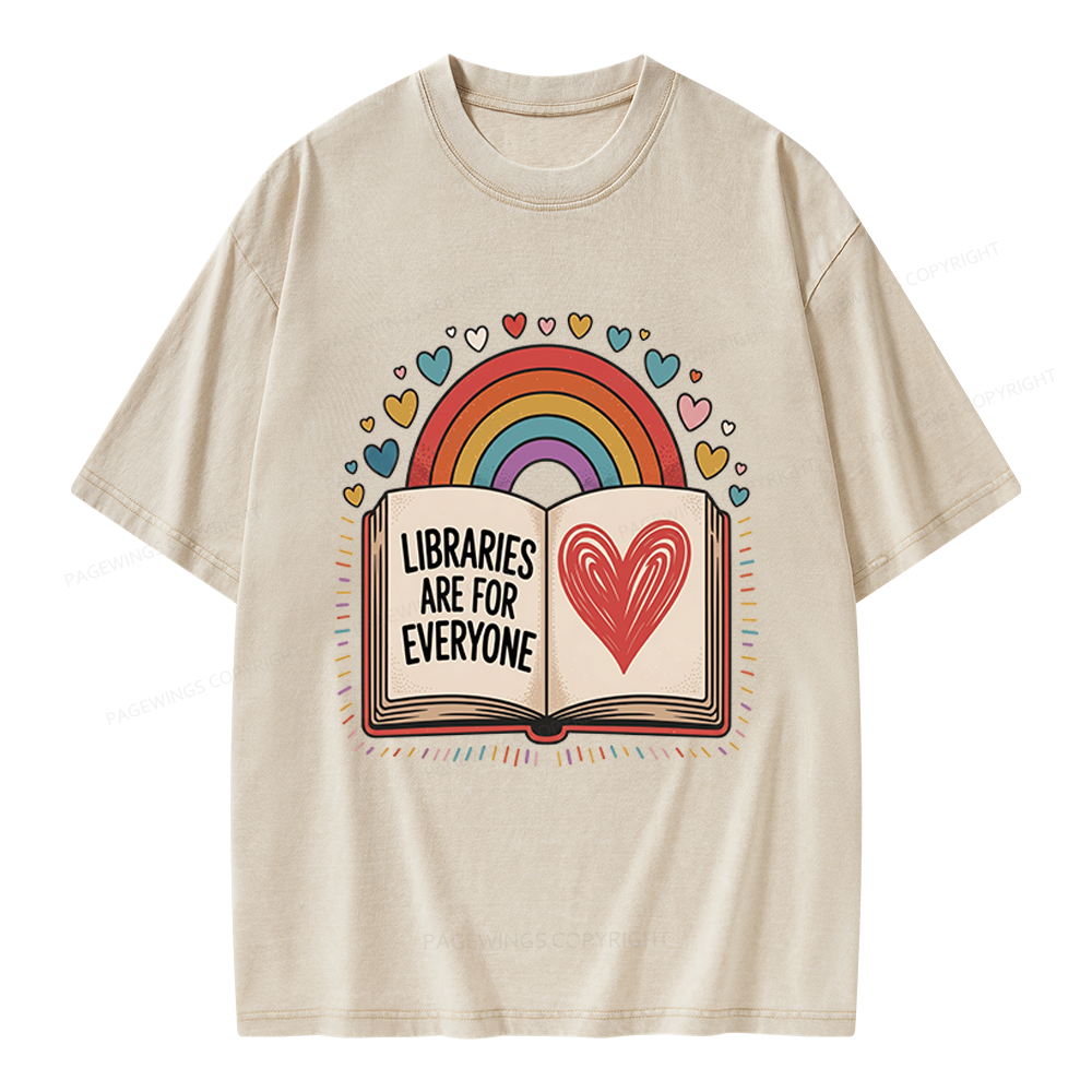 Pagewings Libraries Are For Everyone Unisex Washed T-shirt