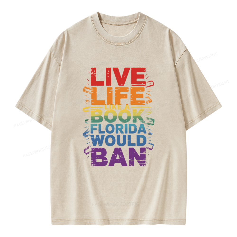 Pagewings Live Life Like A Book Unisex Washed T-shirt
