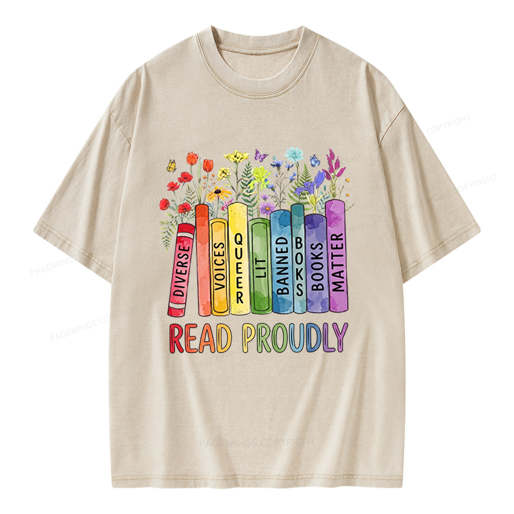Pagewings Read Proudly Unisex Washed T-shirt