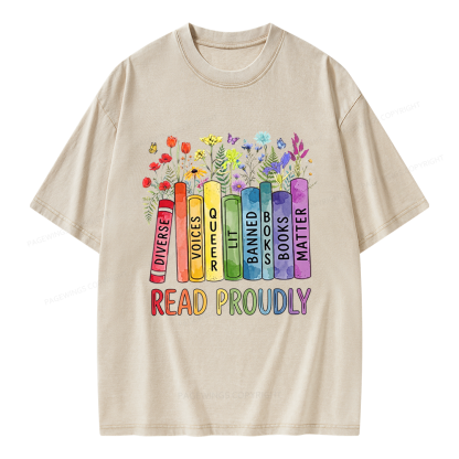 Pagewings Read Proudly Unisex Washed T-shirt