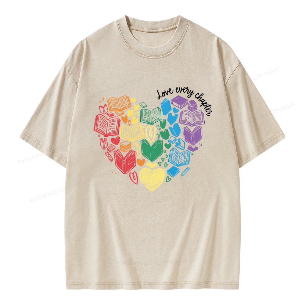 Pagewings Love Every Chapter Unisex Washed T-shirt
