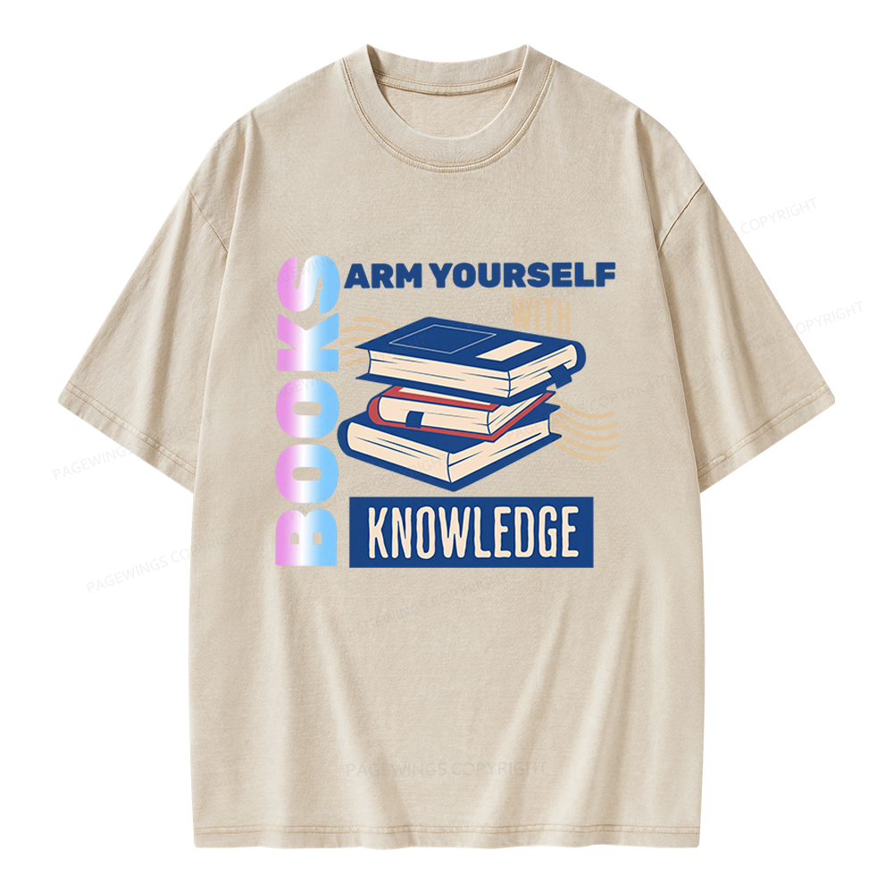 Pagewings Arm Yourself With Knowledge Unisex Washed T-shirt