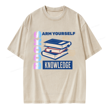 Pagewings Arm Yourself With Knowledge Unisex Washed T-shirt