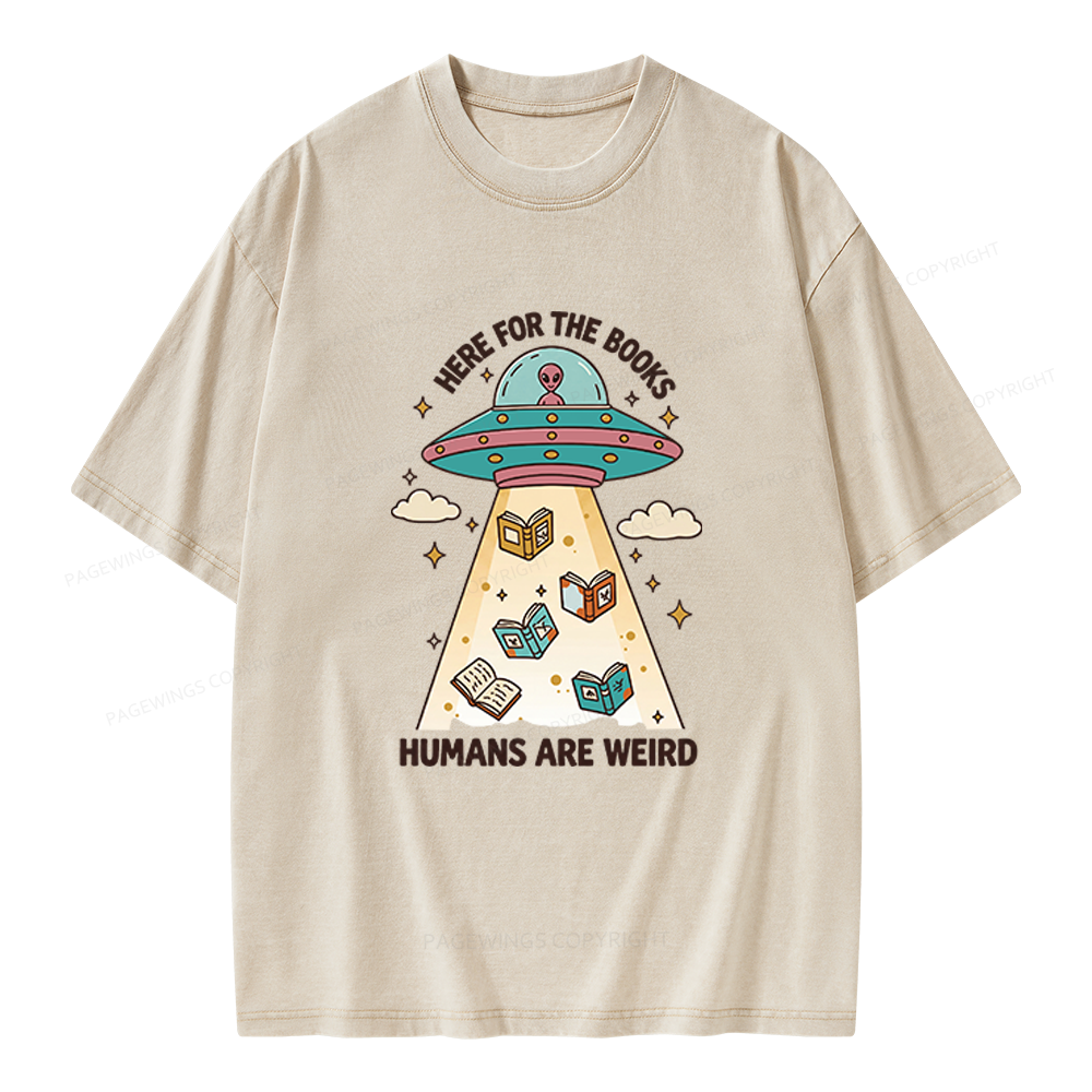 Pagewings Here For The Books Unisex Washed T-shirt