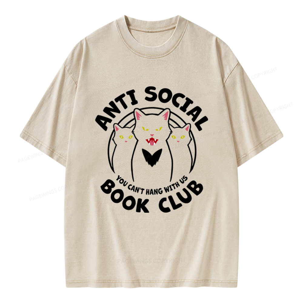 Pagewings Anti Social Book Club Unisex Washed T-shirt