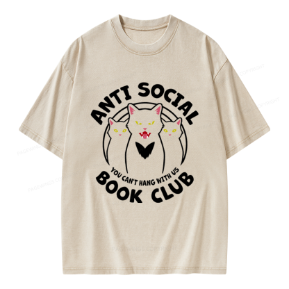 Pagewings Anti Social Book Club Unisex Washed T-shirt