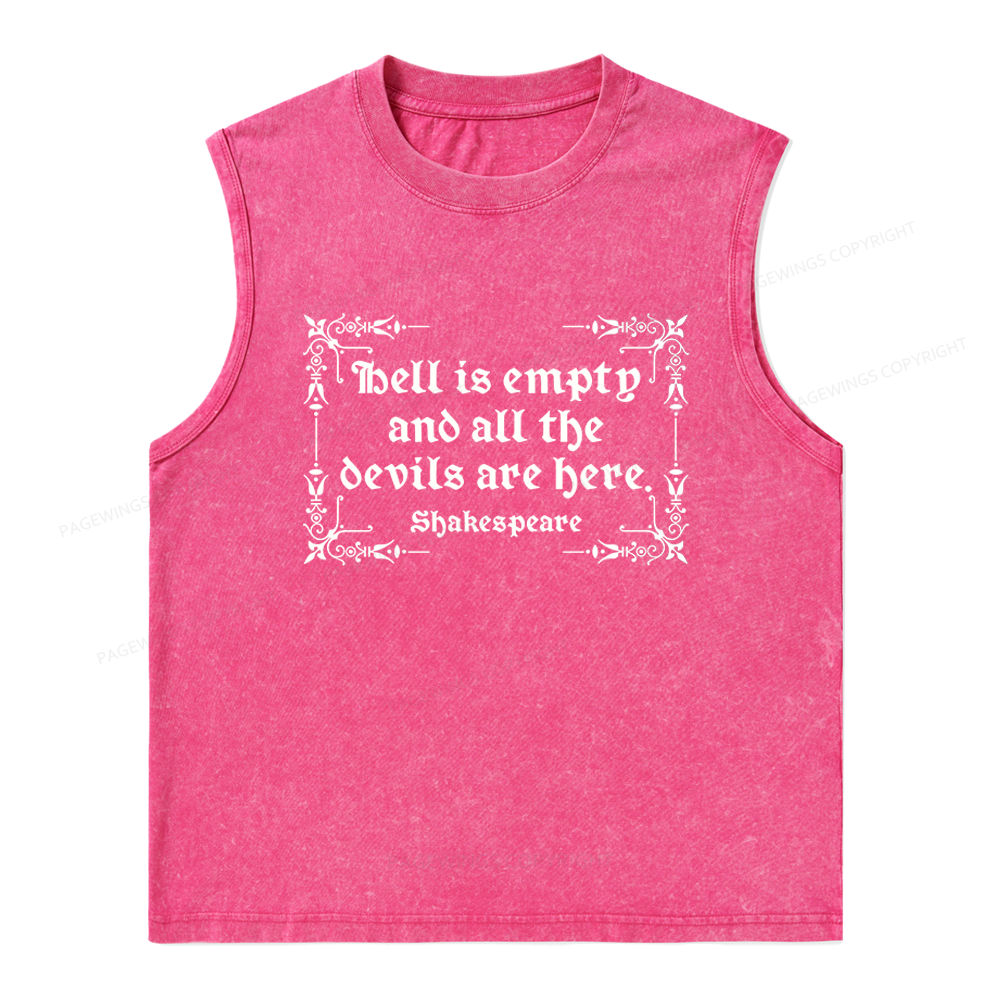 Pagewings Hell Is Empty Unisex Washed Tank Top