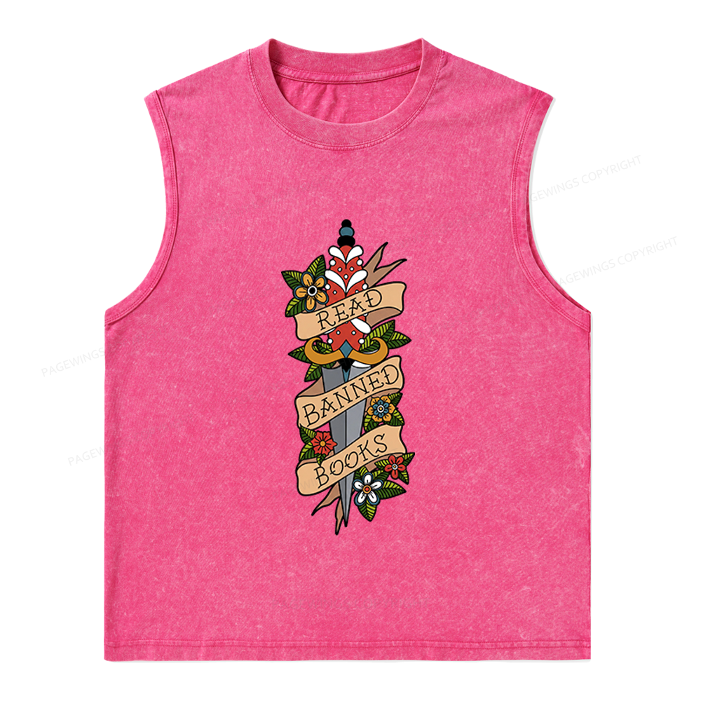 Pagewings Banned Books Unisex Washed Tank Top