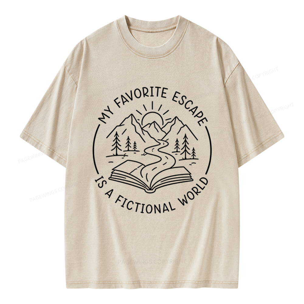 Pagewings My Favorite Escape Is A Fictional World Unisex Washed T-shirt