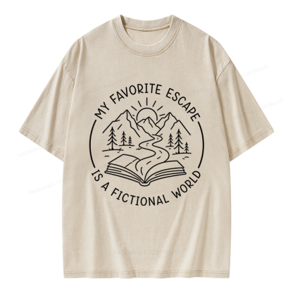 Pagewings My Favorite Escape Is A Fictional World Unisex Washed T-shirt