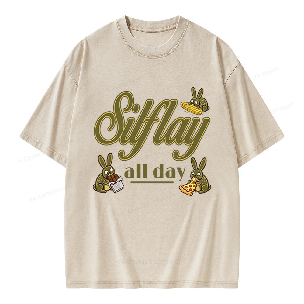 Pagewings Silflay All Day Unisex Washed T-shirt
