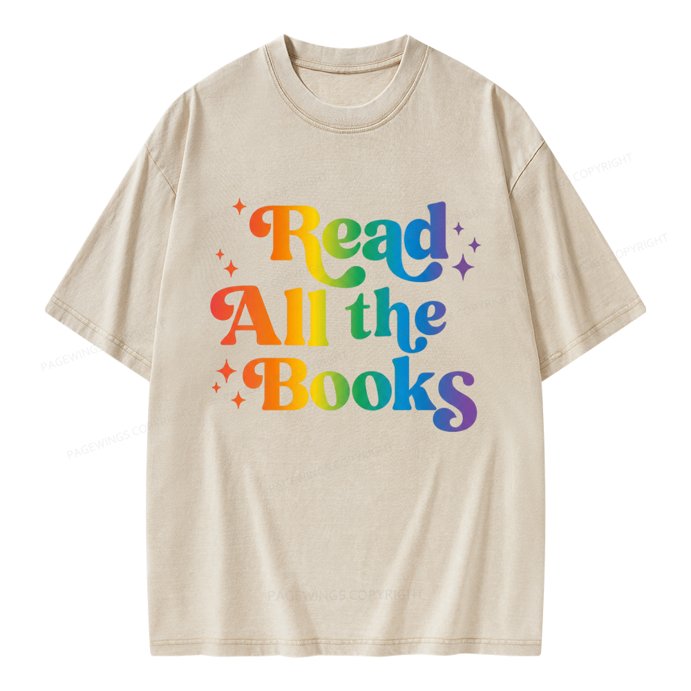Pagewings Read All the Books Unisex Washed T-shirt