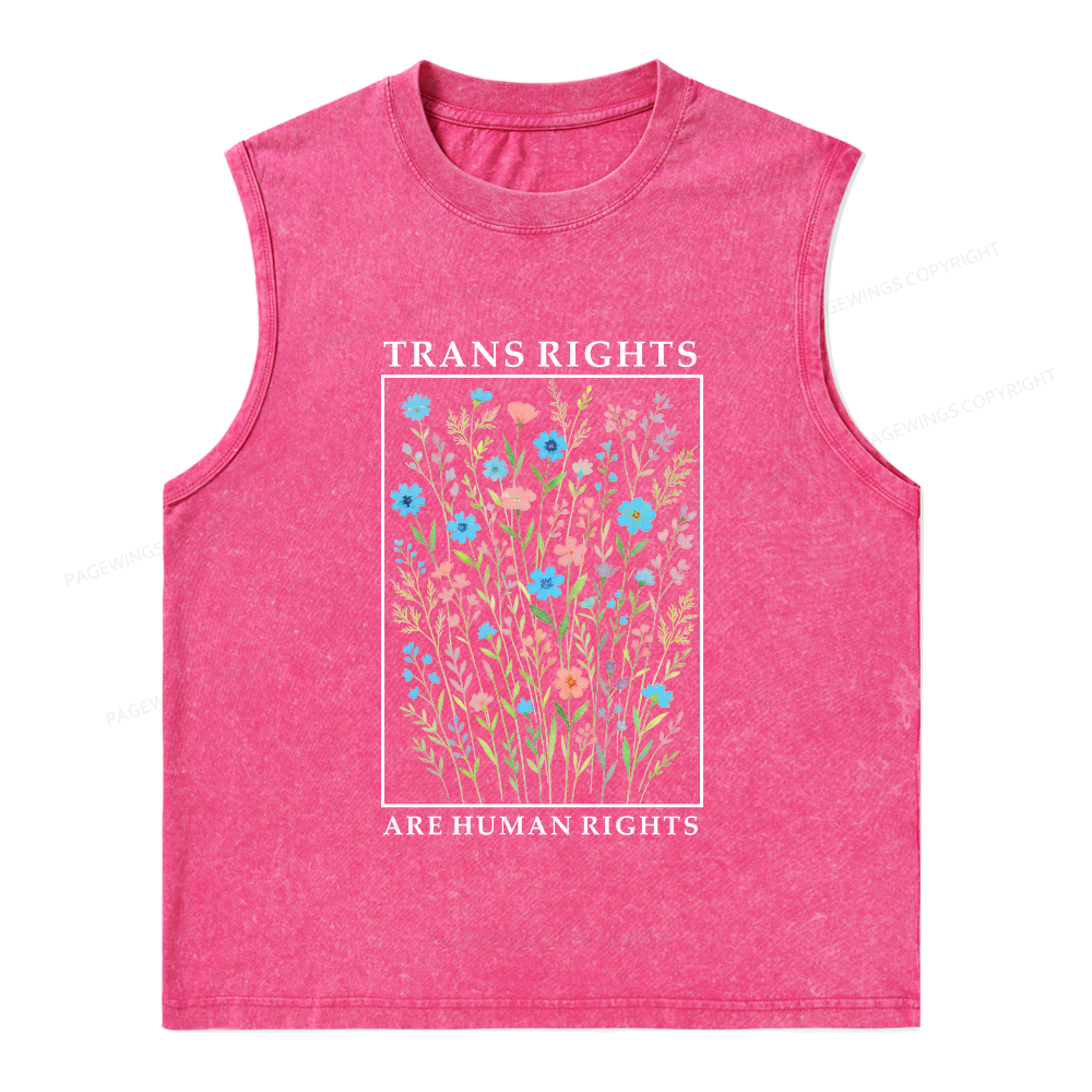 Pagewings Trans Rights Are Human Rights Unisex Washed Tank Top