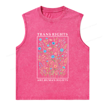 Pagewings Trans Rights Are Human Rights Unisex Washed Tank Top
