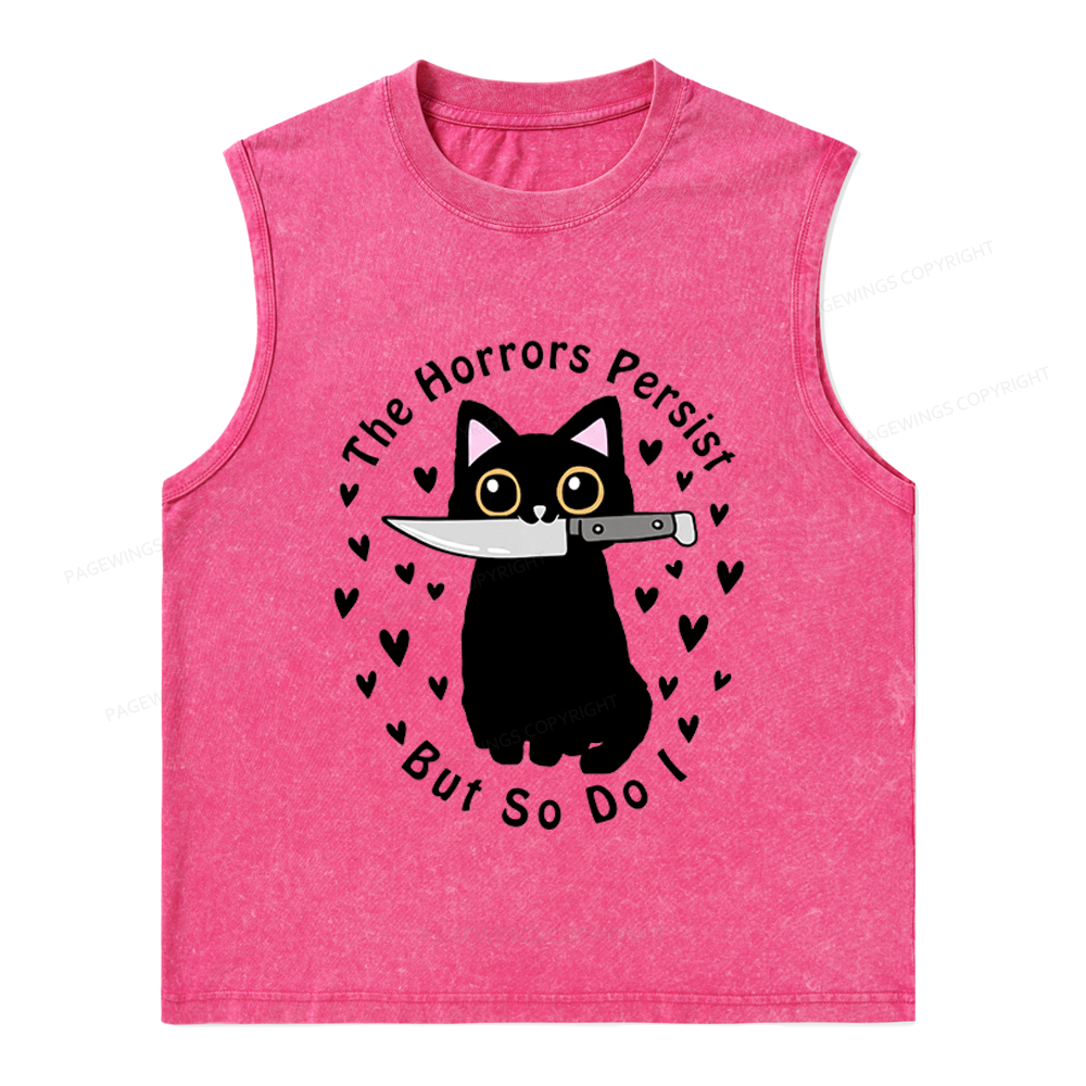 Pagewings The Horrors Persist But So Do I Unisex Washed Tank Top