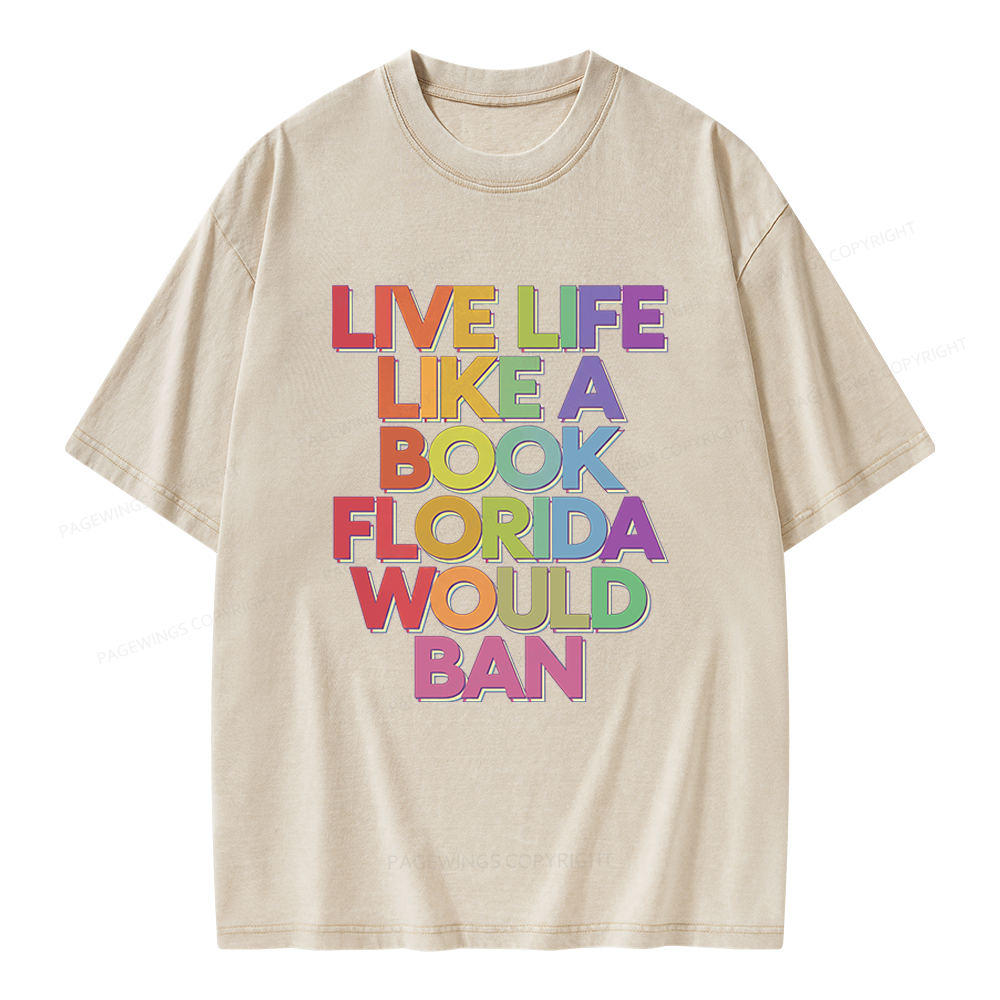 Pagewings Live Life Like A Book Unisex Washed T-shirt