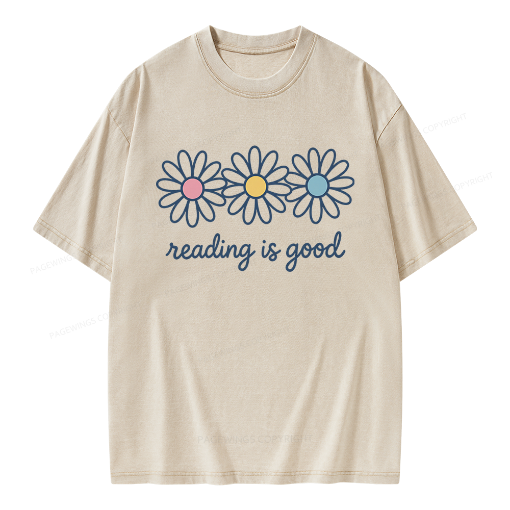 Pagewings Reading Is Good Unisex Washed T-shirt
