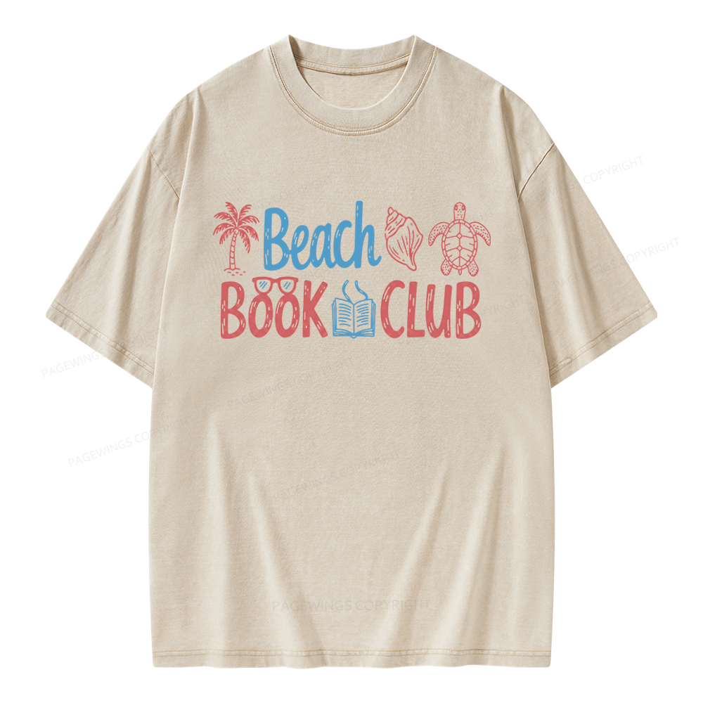 Pagewings Beach Book Club Unisex Washed T-shirt