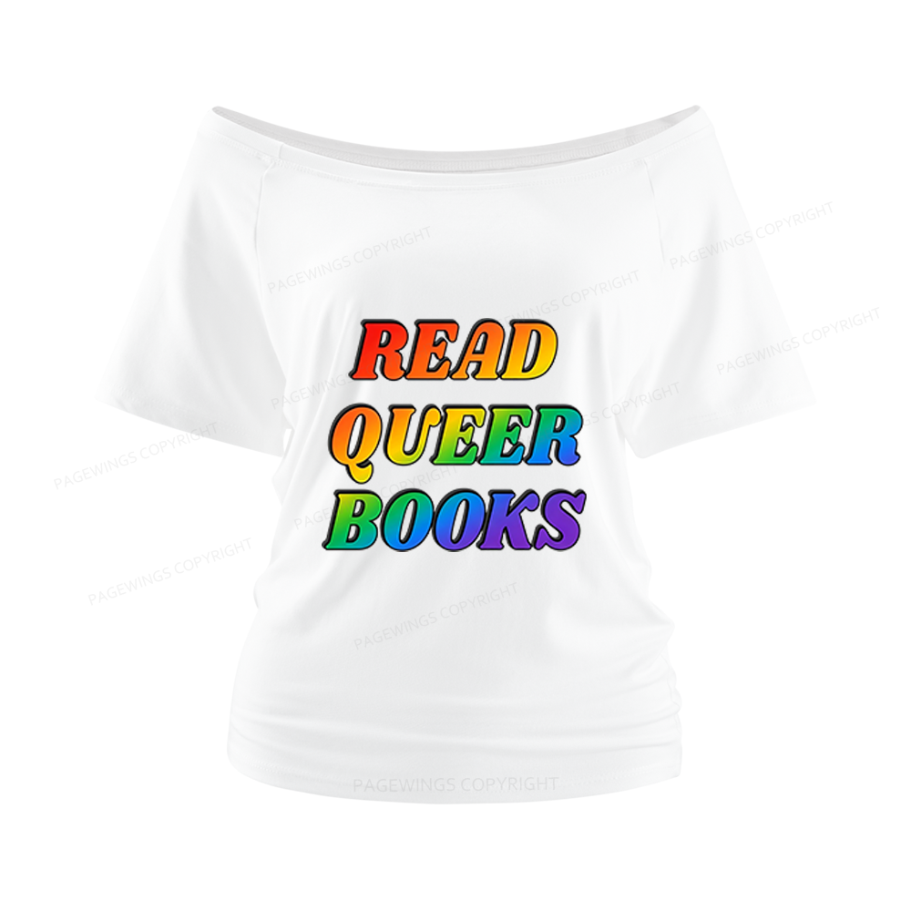 Pagewings Queer Books Women Off Shoulder T-shirts