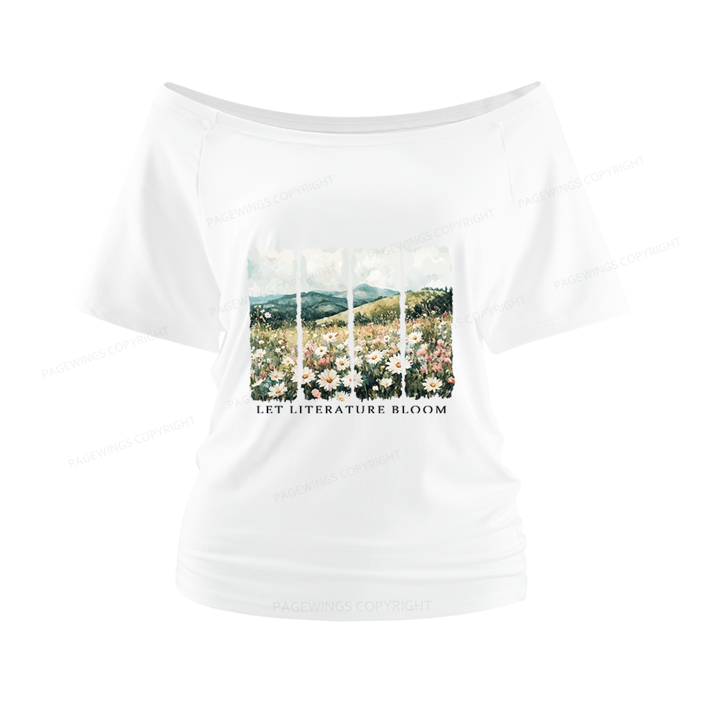 Pagewings Let Literature Bloom Women Off Shoulder T-shirts