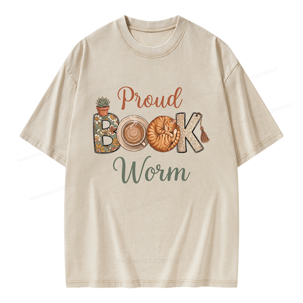 Pagewings Proud Book Worm Unisex Washed T-shirt