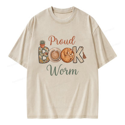 Pagewings Proud Book Worm Unisex Washed T-shirt