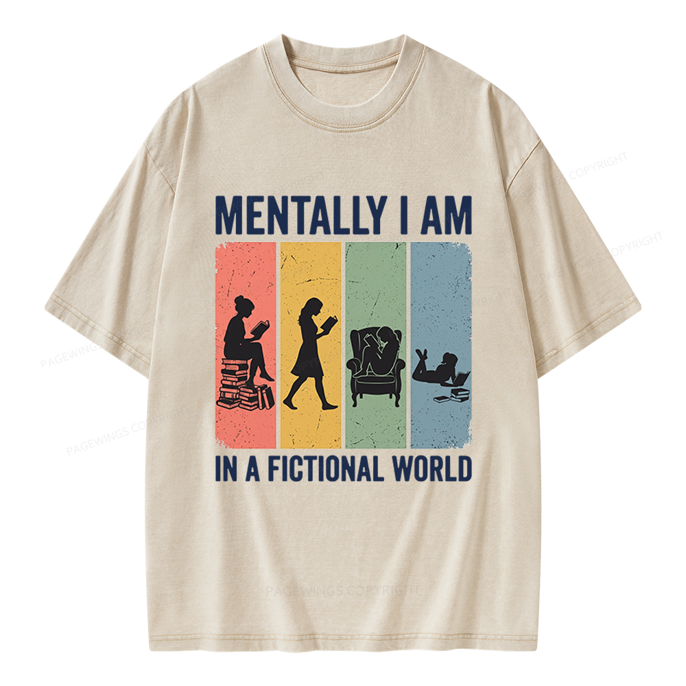 Pagewings Reading In A Fictional World Unisex Washed T-shirt