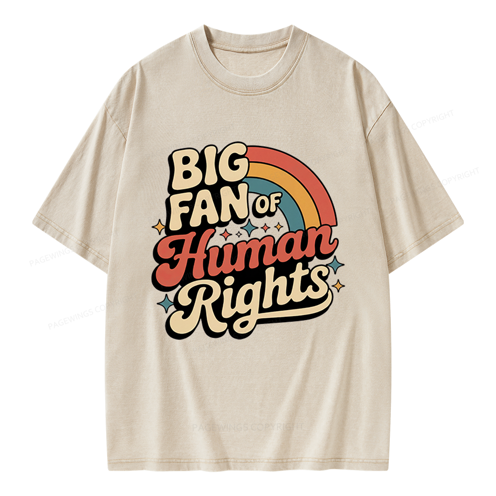 Pagewings Big Fan of Human Rights Unisex Washed T-shirt