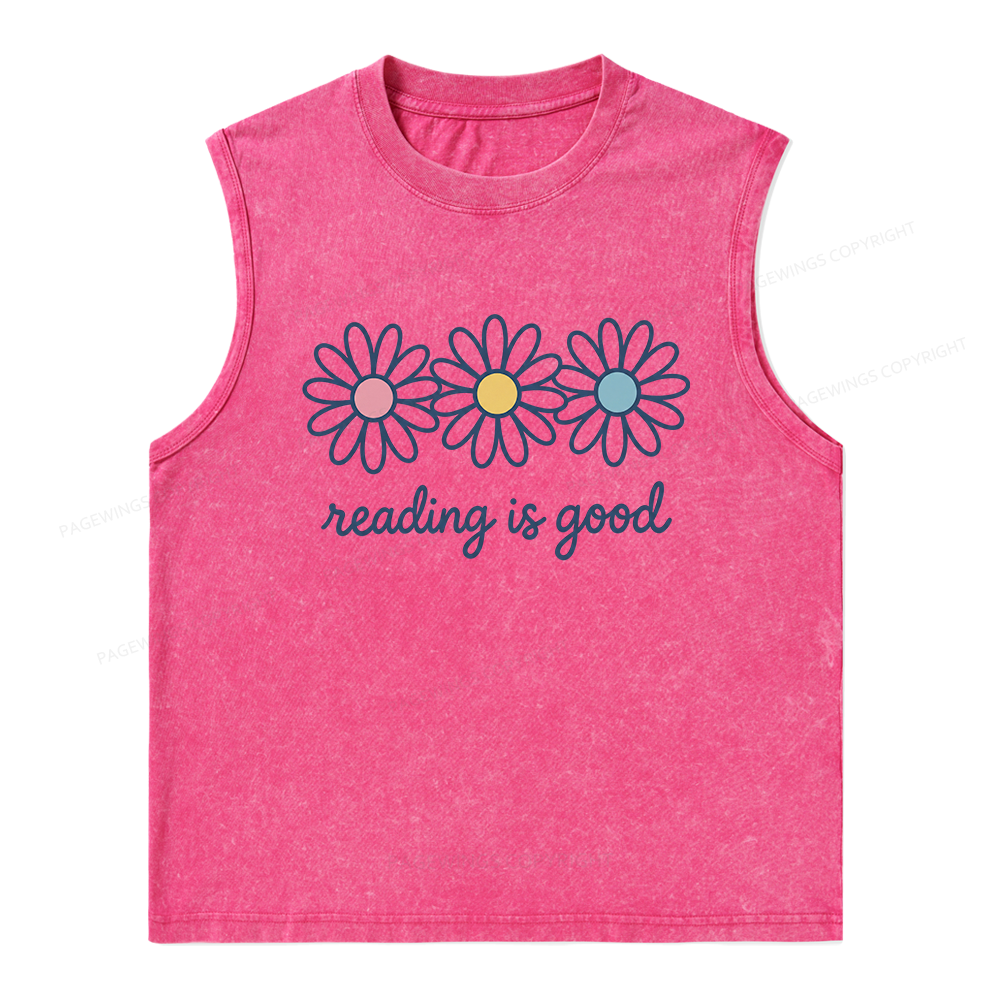 Pagewings Reading Is Good Unisex Washed Tank Top