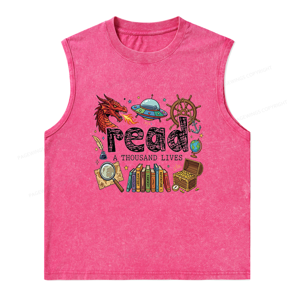 Pagewings Read A Thousand Lives Unisex Washed Tank Top
