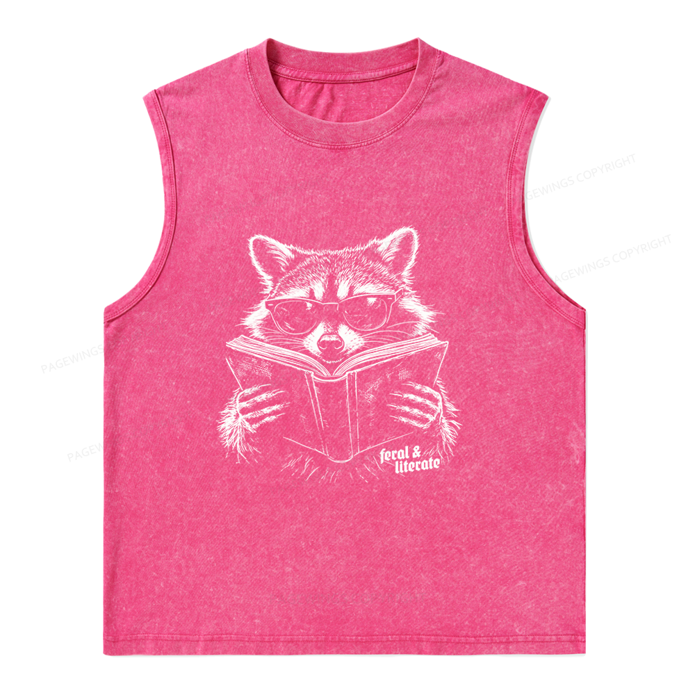 Pagewings Funny Raccoon Unisex Washed Tank Top